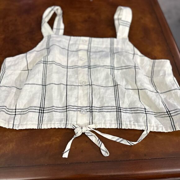 A New Day Womens Linen Blend Tie-Front Faux-Button Tank Top Cream Size XL NWT - Picture 5 of 11